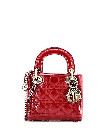Christian Dior Lady Dior Chain Bag Cannage Quilt Patent Mini (view 1)