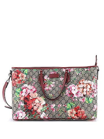 Gucci Convertible Zip Tote Blooms Print GG Coated Canvas Large (view 1)