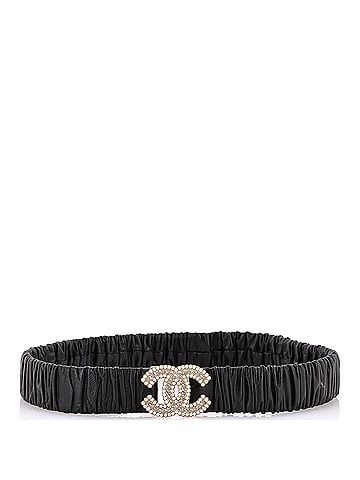 Chanel CC Elastic Belt Leather with Metal, Crystals and Faux Pearls (view 2)