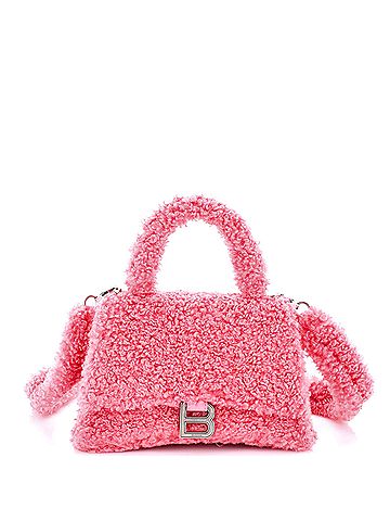 Balenciaga Fluffy Hourglass Top Handle Bag Faux Fur Small (view 1)