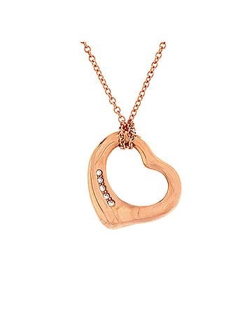 Tiffany & Co. Elsa Peretti Open Heart 5 Diamonds Pendant Necklace 18K Rose Gold with Diamonds (view 1)