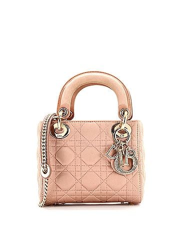 Christian Dior Lady Dior Bag Cannage Quilt Satin with Crystal Charms Mini (view 1)