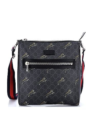 Gucci Web Strap Front Zip Messenger Bag Printed GG Coated Canvas Medium (view 1)