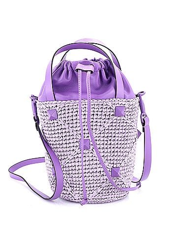 Valentino Garavani Roman Stud Bucket Bag Raffia and Leather (view 1)