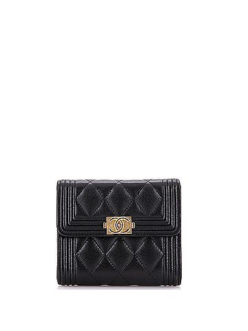 Chanel Boy Flap Wallet Quilted Caviar Compact (view 1)