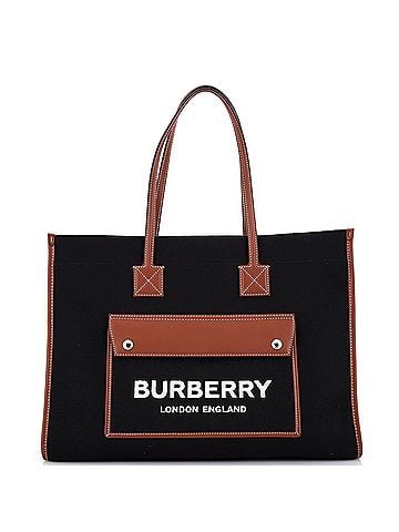 Burberry Freya Shopping Tote Canvas with Leather Medium (view 1)
