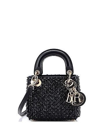 Christian Dior Lady Dior Bag Bead and Crystal Embellished Satin Micro (view 1)