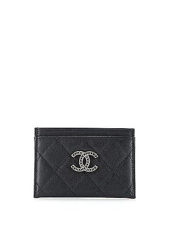 Chanel Crystal CC Card Holder Quilted Caviar (view 1)