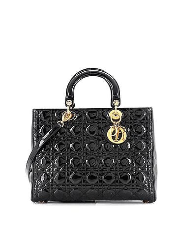 Christian Dior Lady Dior Bag Cannage Quilt Patent Large (view 1)