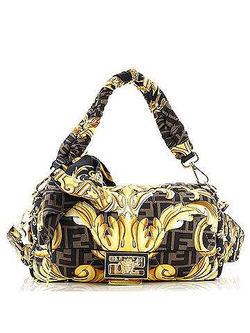 Fendi x Versace Fendace Baguette NM Bag Quilted Printed Silk Medium (view 1)