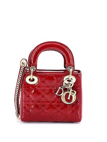 Christian Dior Lady Dior Chain Bag Cannage Quilt Patent Mini (view 1)