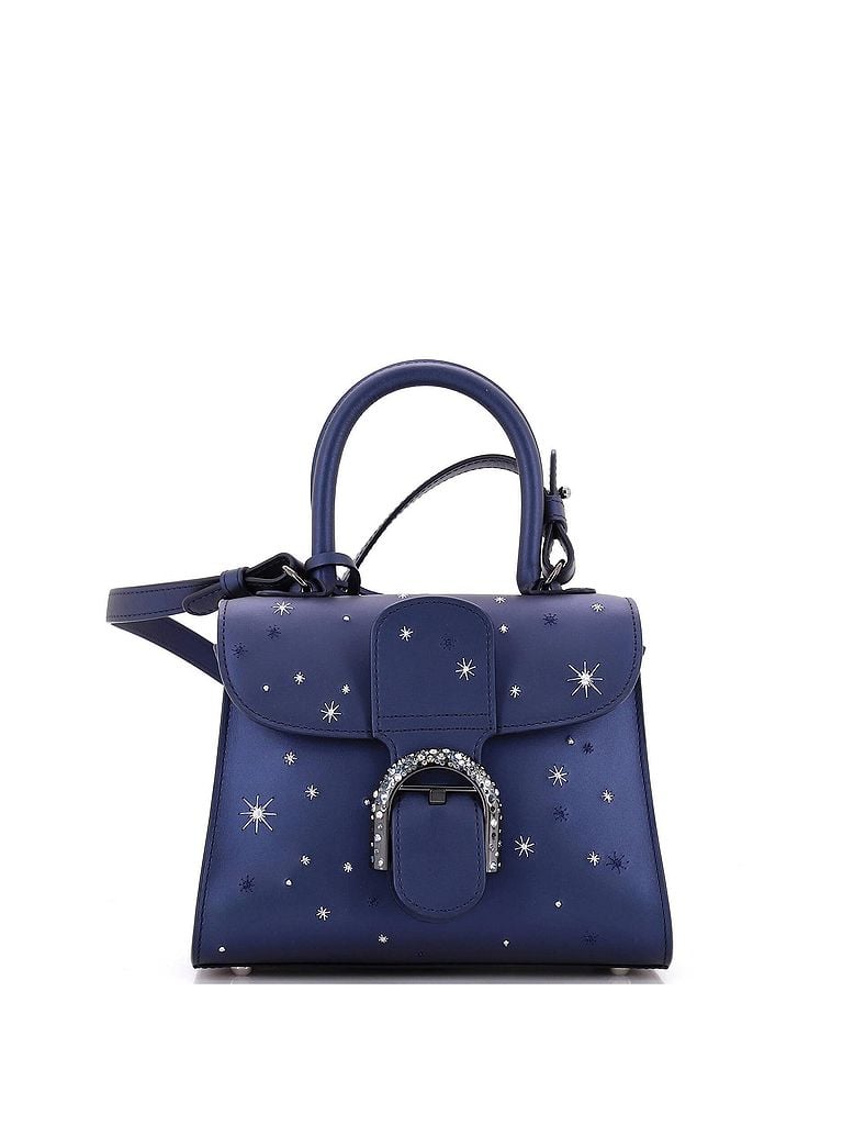 Delvaux Blue Moonlight Brillant Top Handle Bag Embroidered Leather with Crystals Mini One size - photo 1