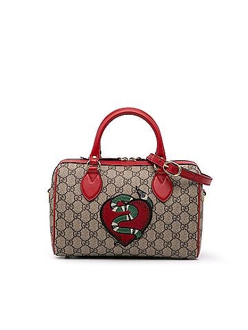 Gucci Small GG Supreme Kingsnake Heart Embroidered Satchel (view 1)