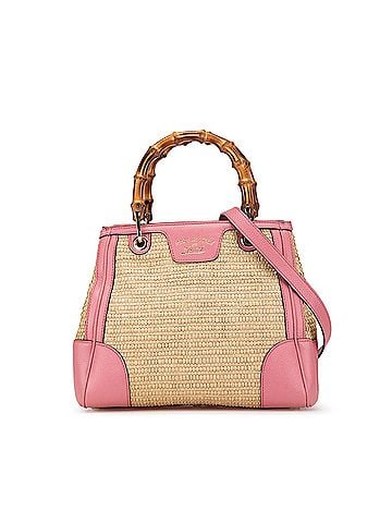 Gucci Small Raffia Bamboo Shopper Satchel (view 1)