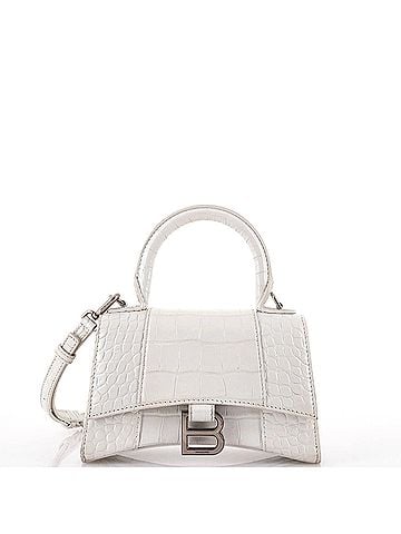 Balenciaga Hourglass Top Handle Bag Crocodile Embossed Leather XS (view 1)