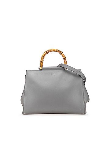 Gucci Medium Leather Bamboo Nymphaea Satchel (view 1)