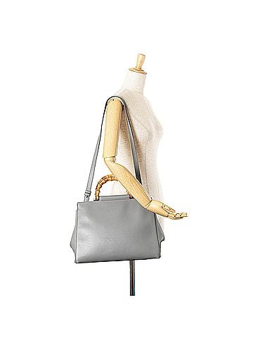 Gucci Medium Leather Bamboo Nymphaea Satchel (view 2)