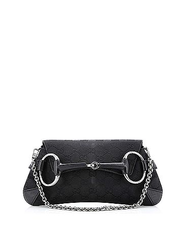 Gucci Horsebit Chain Clutch GG Canvas with Leather Medium (view 1)