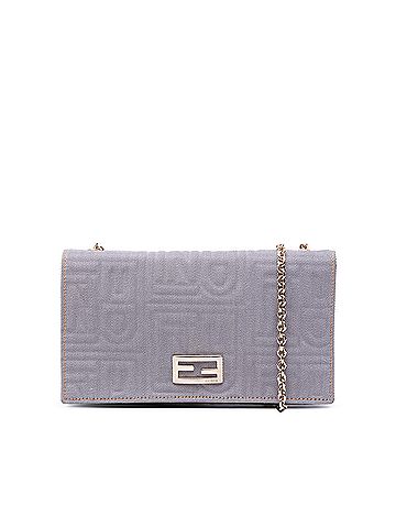 Fendi Embossed Denim Chain Clutch (view 1)