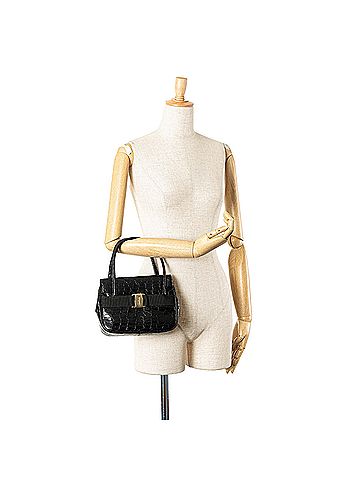 Salvatore Ferragamo Croc Embossed Vara Handbag (view 2)