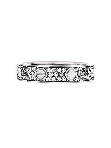 Cartier Love Wedding Band Pave Diamonds Ring 18K White Gold and Diamonds (view 2)