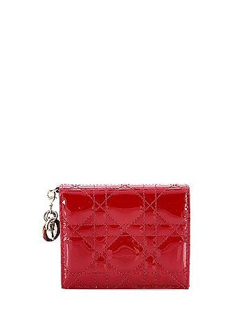 Christian Dior Lady Dior Wallet Cannage Quilt Patent Mini (view 1)