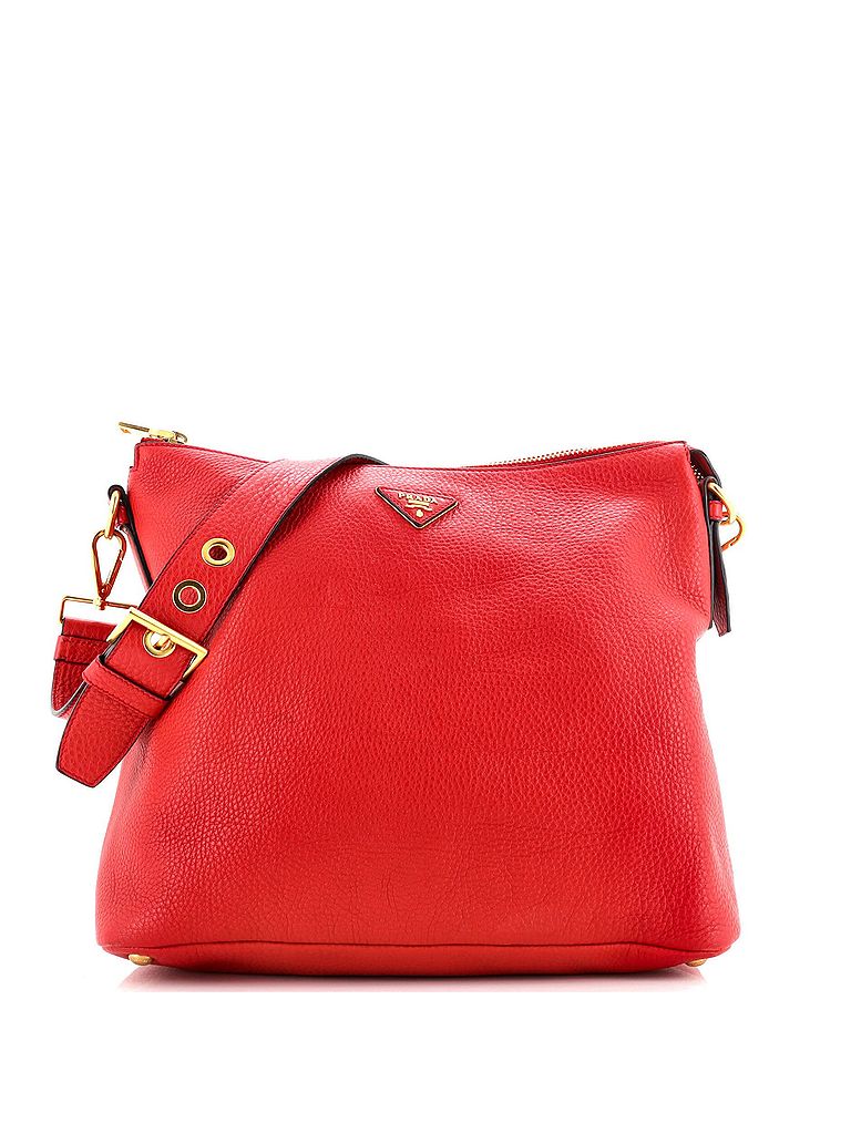 Prada 100% Leather Red Flat Messenger Bag Vitello Daino Medium One size - photo 1