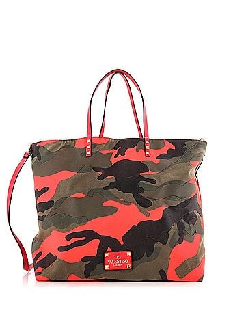 Valentino Garavani Rockstud Open Reversible Convertible Tote Camo Nylon Medium (view 1)