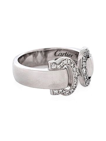 Cartier Vintage C de Cartier Ring 18K White Gold with Diamonds (view 2)