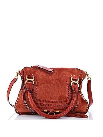 Chloé Marcie Satchel Whipstitch Studded Suede Medium (view 1)
