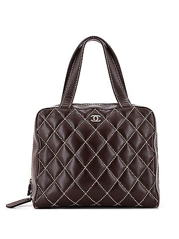 Chanel Surpique Zip Around Satchel Quilted Leather Large (view 1)