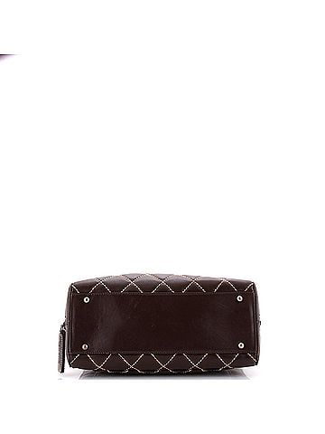 Chanel Surpique Zip Around Satchel Quilted Leather Large (view 2)