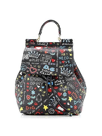 Dolce & Gabbana Miss Sicily Backpack Printed Leather Small (view 1)