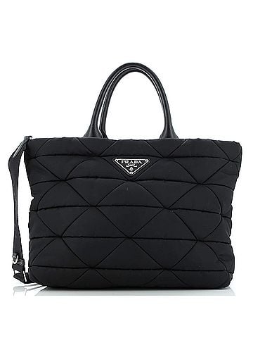 Prada Padded Tote Bag Quilted Re-Nylon with Leather Medium (view 1)