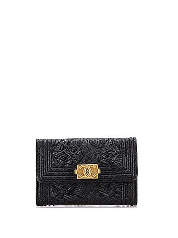 Chanel Boy Flap Card Case Quilted Caviar (view 1)