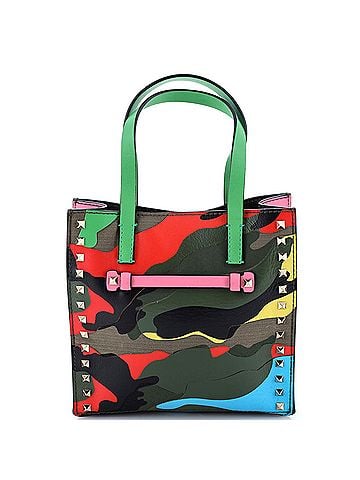 Valentino Garavani Rockstud Open Tote Camo Leather and Canvas Small (view 1)