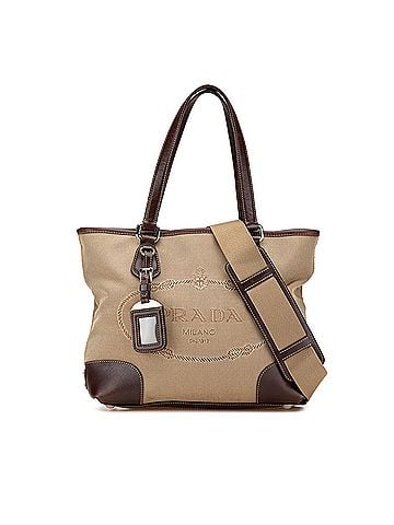 Prada Leather Trimmed Canvas Canapa Logo Satchel (view 1)