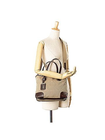 Prada Leather Trimmed Canvas Canapa Logo Satchel (view 2)