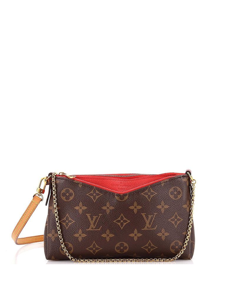 Louis Vuitton 100% Coatead Canvas Brown Red Pallas Clutch Monogram Canvas One size - photo 1