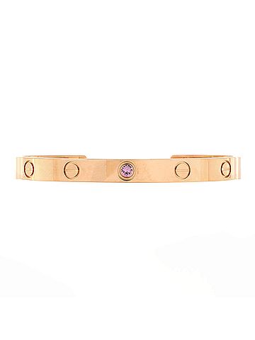 Cartier Love Cuff Bracelet 18K Rose Gold with Pink Sapphire (view 1)