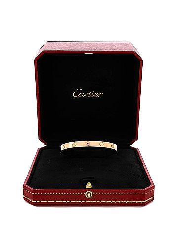 Cartier Love Cuff Bracelet 18K Rose Gold with Pink Sapphire (view 2)