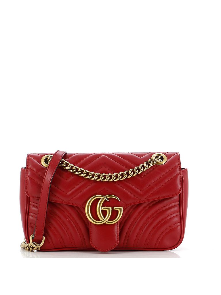 Gucci 100% Leather Red GG Marmont Flap Bag Matelasse Leather Small One size - photo 1