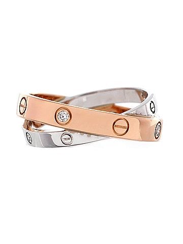 Cartier Love 6 Diamonds Double Ring 18K Rose Gold and 18K White Gold with Diamonds (view 2)