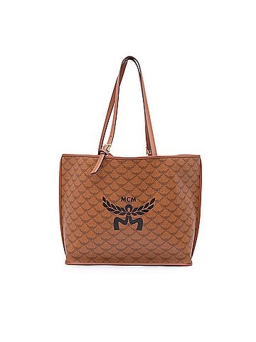 MCM Medium Lauretos Coated Canvas Himmel Shopper Tote (view 1)