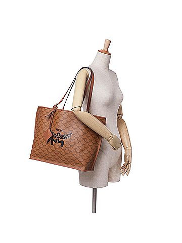 MCM Medium Lauretos Coated Canvas Himmel Shopper Tote (view 2)