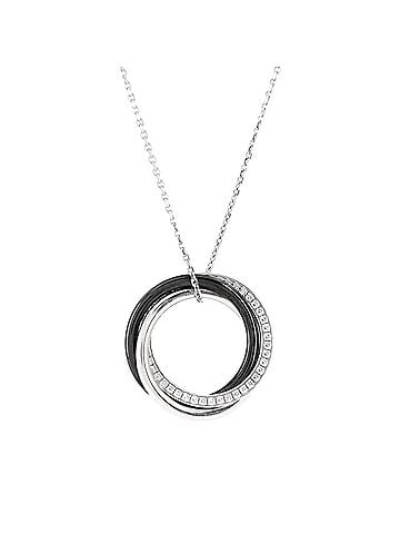 Cartier Trinity Pendant Necklace 18K White Gold with Diamonds and Ceramic Small (view 1)