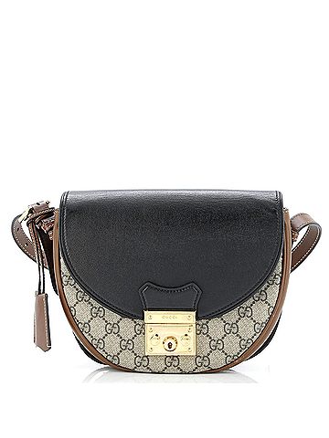 Gucci Padlock Saddle Shoulder Bag GG Coated Canvas and Leather Small (view 1)