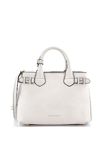 Burberry Banner Tote Leather and House Check Canvas Small (view 1)