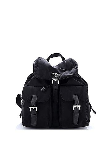 Prada Vela Double Front Pocket Backpack Tessuto with Saffiano Leather Small (view 1)