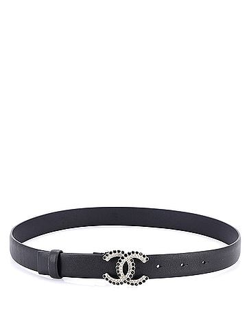 Chanel CC Buckle Belt Leather with Crystal Embellished Metal Thin (view 2)
